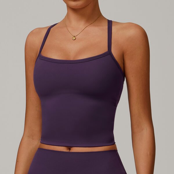Brushed-finish open-back yoga tank top