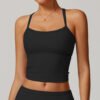 Brushed-finish open-back yoga tank top