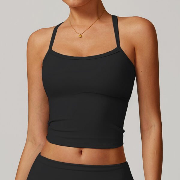 Brushed-finish open-back yoga tank top