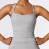 Brushed-finish open-back yoga tank top