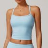 Brushed-finish open-back yoga tank top