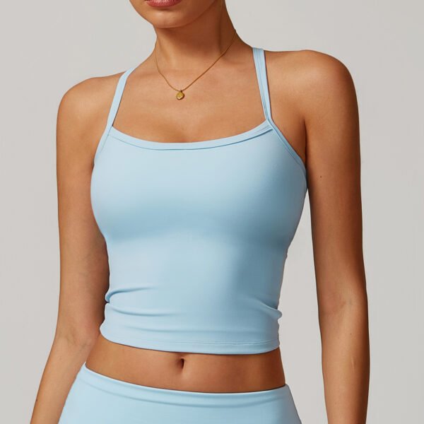 Brushed-finish open-back yoga tank top