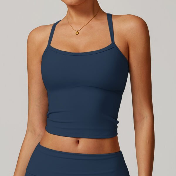 Brushed-finish open-back yoga tank top