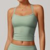 Brushed-finish open-back yoga tank top