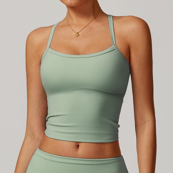 Brushed-finish open-back yoga tank top