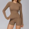 Brushed high-performance long-sleeve top