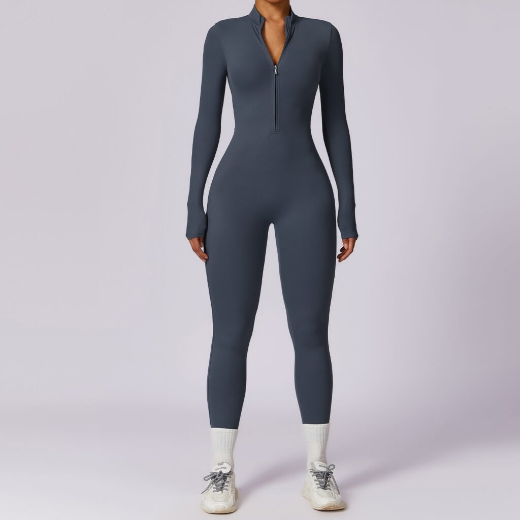 Naked-feel long-sleeve yoga bodysuit