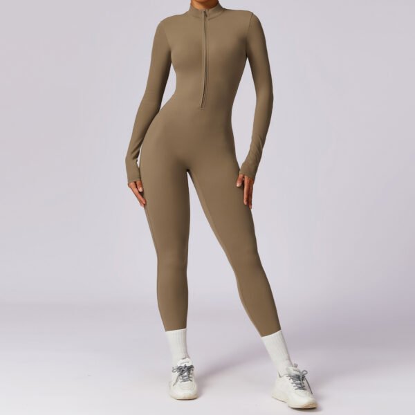 Naked-feel long-sleeve yoga bodysuit